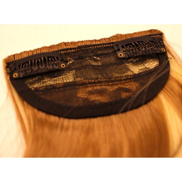 Clip-In Hair Bangs Extensions Light Brown Blonde Straight Human Hair Ponytail Up - Picture 7 of 9